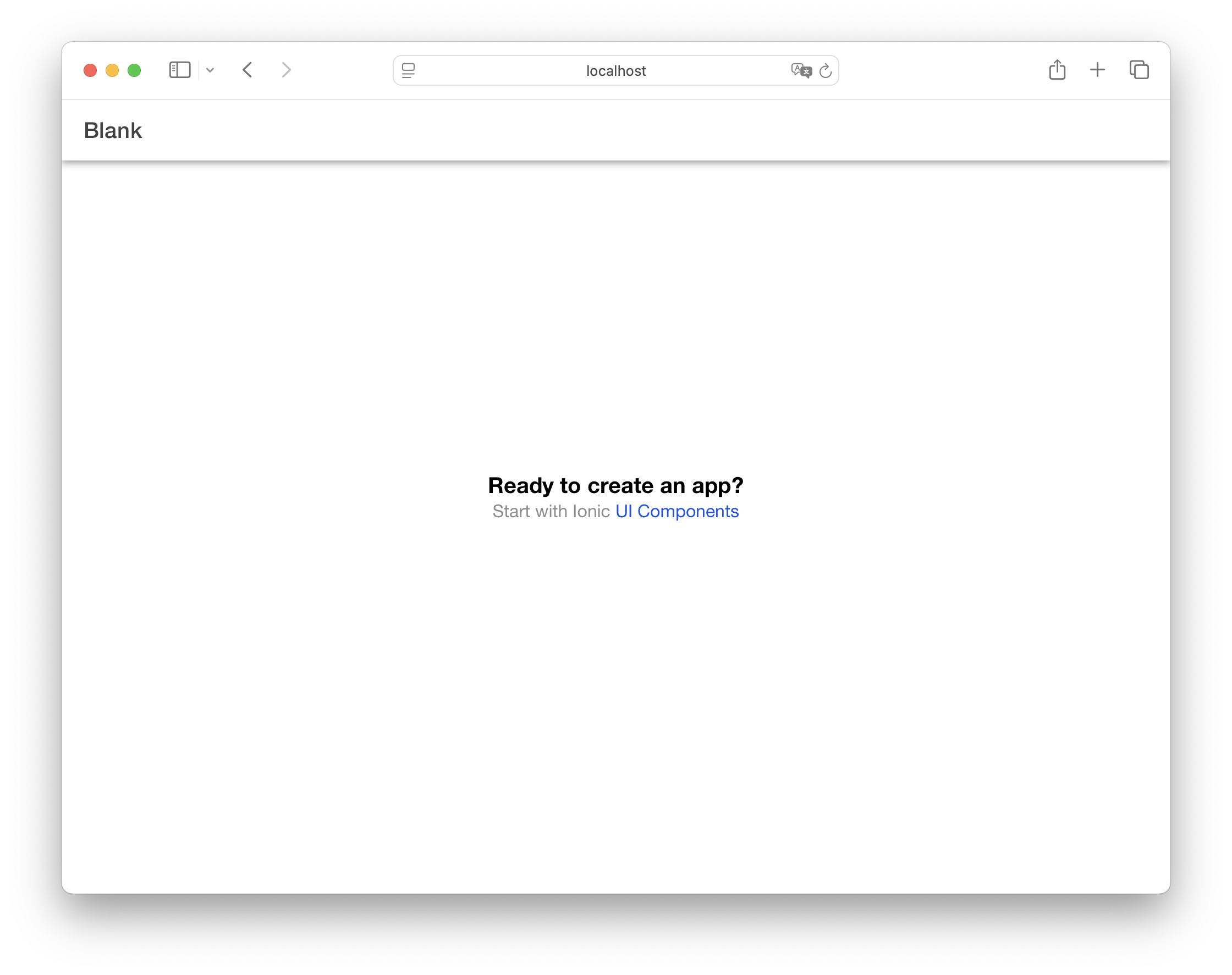 Ionic Vue Home Component Screenshot of the Ionic Vue Home page